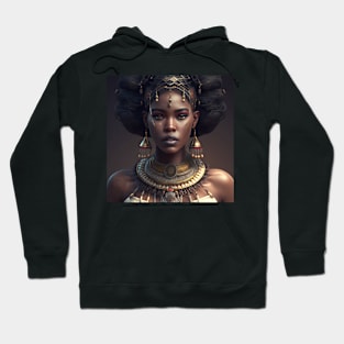 Woman wearing a necklace and earrings-Black African princess Hoodie